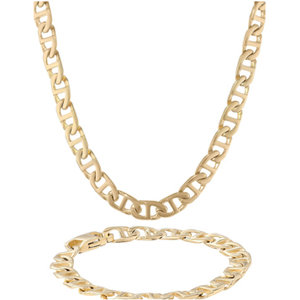 New Goldtone Stainless Steel Mariner Necklace and Bracelet Set