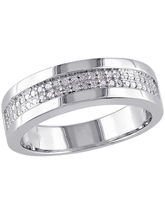 New Diamore Sterling Silver 110 ct tw Mens Diamond 2-Row Band, Size 11