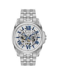 New Bulova Mens Silvertone Stainless Steel Automatic Watch