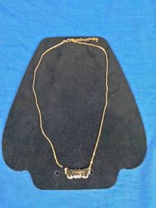 14K Gold Over Brass Engraved Name with Flourished Heart Scroll Plaque Necklace, Lauren