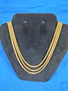 New Set of 3 Goldtone 27 Chain Necklaces
