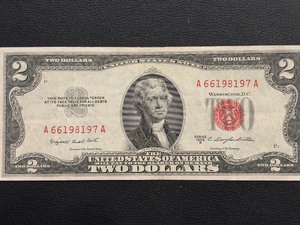 lot 80 image: 1953 B Red Seal $2 Dollar United States Note