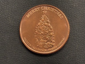 lot 88 image: 1 Ounce .999 Fine Copper Round Christmas