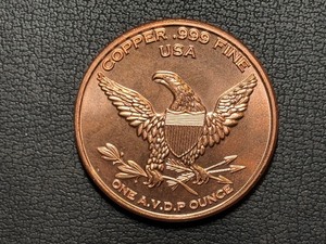 lot 11 image: 1 Ounce .999 Fine Copper Round Giganotosaurus