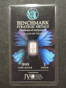lot 13 image: 1 Grain .999 Fine Silver Bar