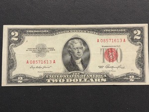 lot 29 image: 1953 Red Seal $2 Dollar United States Note