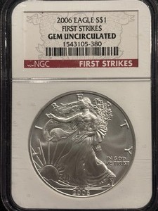lot 35 image: 2006 Silver Eagle NGC First Strike Gem Uncirculated