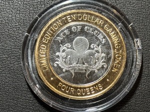 Four Queens Ace of Clubs Silver Clad $10 Gaming Token