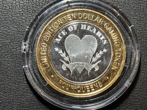 Four Queens Ace of Hearts Silver Clad $10 Gaming Token