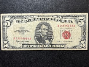 1963 Red Seal $5 Dollar Bill