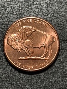 1 Ounce .999 Fine Copper Round Buffalo Indian Head