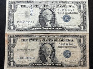 1935 G and 1957 A Blue Seal $1 Silver Certificates