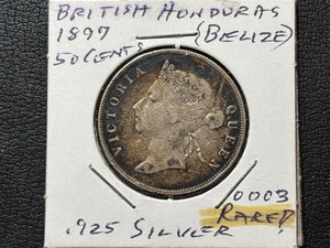 1897 Belize British Honduras Silver Half Dollar RARE