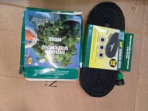 Lot of 2 Hoses (50 Feet 34 Soaker Hose and Indoor watering Hose