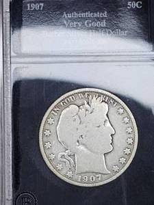 lot 25 image: 1907 Barber Silver Dollar