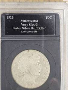 lot 26 image: 1913 Barber Silver Half Dollar