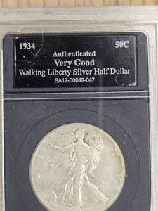 lot 27 image: 1934 Walking Liberty Silver Dollar