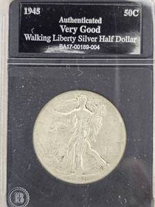lot 33 image: 1945 Walking Liberty Half Dollar