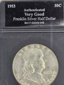 lot 37 image: 1953 Franklin Silver Half Dollar
