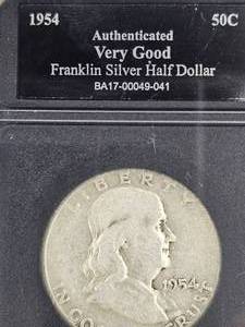 lot 38 image: 1954 Franklin Silver Half Dollar