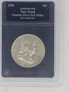 lot 40 image: 1958 Franklin Silver Half Dollar
