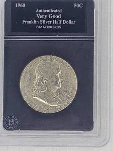 lot 41 image: 1960 Franklin SIlver Half Dollar