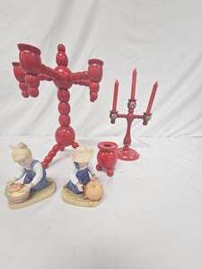 lot 125 image: Candle holders and Denim Days figures