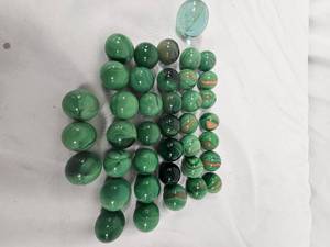 lot 223 image: Green Agate Swirl Marbles