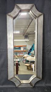 lot 16 image: Stylish 42 x 18 Mirrored Wall Decor with Unique Edging