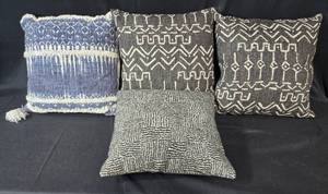 lot 38 image: Set of 4 Decorative Throw Pillows with Unique Textures and Patterns