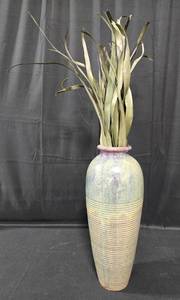 lot 58 image: 24 Ribbed Blue and Brown Decorative Vase by Kirklands