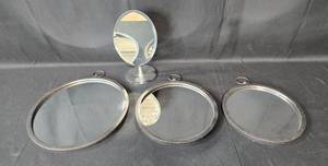 lot 73 image: Set of 3 Round Wall Mirrors and 1 Oval Stand Mirror