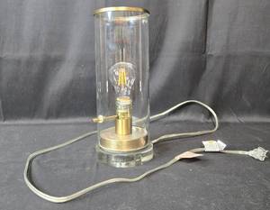 lot 79 image: Vintage Glass Table Lamp with Brass Tone Accents