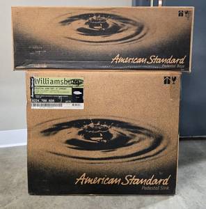 lot 94 image: American Standard Williamsburg Pedestal Sink and Base Set