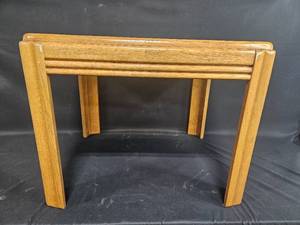 lot 31 image: Wooden End Table with Glass Top - 20 x 25 x 22