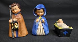 lot 51 image: Set of 3 Vintage Goebel Christmas Figurines Shepherd, Girl, and Infant