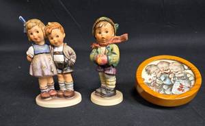 lot 54 image: Collection of Hummel Figurines and Musical Wall Decor
