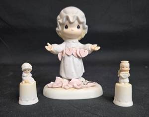 lot 61 image: Lot of 3 Vintage Enesco Figurines - Love Covers All Collection