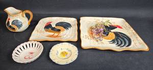 lot 68 image: Collection of Vintage Rooster-themed Dishware and Decorative Bowls