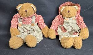 lot 73 image: Set of 2 Vintage Plush Bears with Unique Outfits