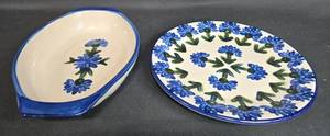 lot 88 image: Set of Lodisville Stoneware Baking Dish and Serving Platter with Floral Design
