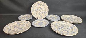 lot 89 image: Set of 10 Royal Stafford Blue Floral Fine Earthenware Plates