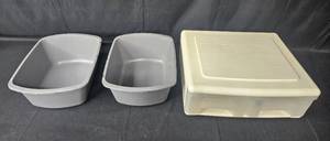 lot 42 image: Set of 3 Gray Plastic Storage Bins with Lid