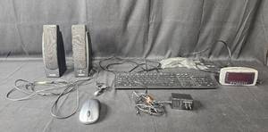 lot 43 image: Used Computer Peripheral Bundle Speakers, Keyboard, Mouse, and Accessories untested