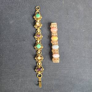 lot 98 image: Two Vintage Bracelets with Colorful Stone Accents