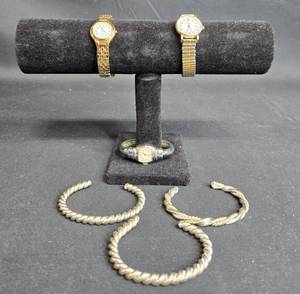 lot 138 image: Lot of Vintage Watches and Silver Tone Bracelets