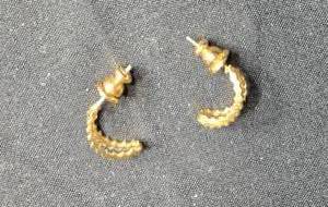 lot 155 image: Gold Tone Hoop Earrings with Textured Design