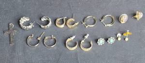 lot 157 image: Lot of Mixed Earrings and Cross Pendant