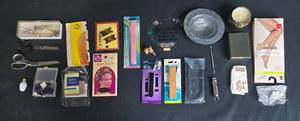 lot 164 image: Lot of Vintage Hair and Beauty Accessories, Home Goods, and Craft Supplies