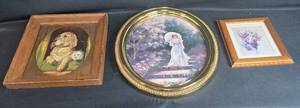 lot 168 image: Vintage Framed Art Collection - 3 Pieces including Floral and Animal Themes